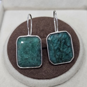 Boucles d'oreilles de créateur faites à la main en argent sterling 925 Unique chic à la mode excellente qualité teint émeraude pierres précieuses fêtes cadeaux - Product Image 2