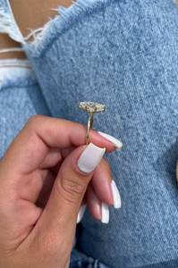 Anillo de compromiso de diamante cultivado en laboratorio de 2 quilates con halo oculto Marquesa 14K oro sólido joyería fina romántica para fiestas de bodas - Product Image 3