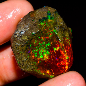 พลอยโอปอลธรรมชาติ, อัญมณีหลวม, โอปอลไฟหลายอัน, พลอยโอปอลหยาบเอธิโอเปีย, โอปอลเอธิโอเปียนดิบ, 44.5 cts. R-87 - Product Image 4