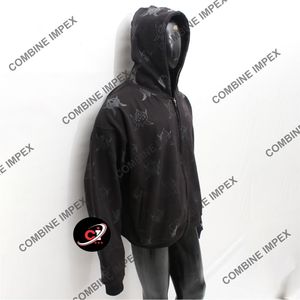 Sudadera con capucha de gran tamaño Unisex, forro polar de algodón pesado con cinta reflectante estampada en 3D, logotipo bordado y ajuste de hombro caído - Product Image 3