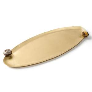 Juego de 2 bandejas de metal chapadas en oro de lujo, Bandejas para servir chocolate de forma ovalada, precio al por mayor, diseño elegante para fiestas - Product Image 2