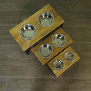 Ensemble de gamelles doubles en bois écologiques pour chiens et chats - Product Image 2