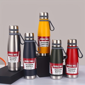 CL 650ml Stainless Steel Vacuum Insulated Carbonated Beverage <b>Bottle</b> Portable Sports <b>Thermos</b> with Carry Loop - Product Image 1