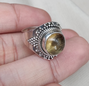 แหวนซิทรีนเงินสเตอร์ลิง925สไตล์วินเทจประดับด้วยเชือกลูกปัดแฮนด์เมดเกรดสูงสำหรับงานแต่งงานเครื่องประดับสำหรับผู้หญิงขายส่ง - Product Image 3