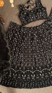 Lehenga Choli-ropa de fiesta de compromiso, de calidad superior, de Color negro - Product Image 5