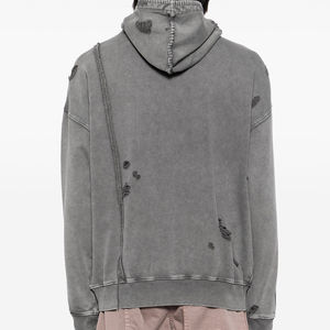 Nouveau Style hommes en détresse pull à capuche professionnel fabrique bonne qualité hommes sweats à capuche lavage à l'acide surdimensionné Boxy lâche - Product Image 3