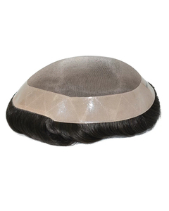 Prothèse capillaire tendance pour hommes, système de remplacement capillaire bouclé pour hommes afro-américains, unités capillaires afro en <span class=keywords><strong>cheveux</strong></span> humains indiens mono pour hommes - Product Image 2