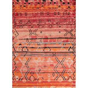 Alfombras de Lana Anudadas a Mano Nuray en Rojo y Naranja, Estilo Boho Geométrico y Abstracto para el Hogar, Sala de Estar, Dormitorio y Pasillo-Pae-4528 - Product Image 1