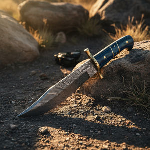 Cuchillo Bowie de Caza Damasco 2026, Acero Inoxidable, Borde Serrado, Funda de Cuero Hecha a Mano, Cuchillo de Caza para Exteriores, Garantía de 3 Años - Product Image 4