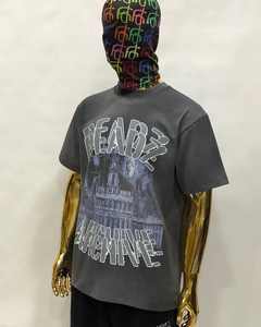 Camisetas de hombre con lavado ácido de piedra vintage unisex 100% algodón pesado estampado de gran tamaño al por mayor personalizado - Product Image 4