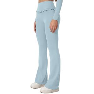 Cloud Rise femmes taille haute pantalons de sport entraînement à domicile longue Gym Fitness évasé Leggings rue collants pour courir Yoga noir - Product Image 5