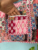 Sac fourre-tout en coton matelassé fait main avec fermeture éclair, motif imprimé en blocs été/automne, cadeau personnalisé pour elle