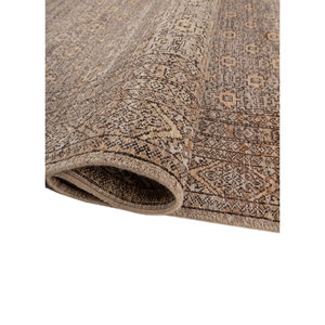 Alfombra Afgana de Lana Tejida a Mano en Beige y Marrón con Patrón Geométrico para Decoración del Hogar -EA-3065 - Product Image 2