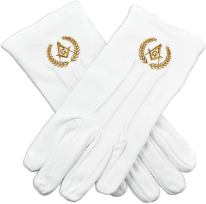 Gants maçonniques personnalisés, gants en coton brodés bleu foncé, mitaines maçonniques blanches - Product Image 6