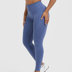 Leggings de Yoga sans couture taille haute pour femmes Spandex Nylon Fitness équipement d'entraînement Push-Up Leggings tricotés respirant pour l'été - Product Image 3