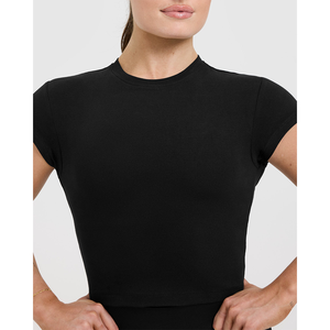 Lo último en camisetas personalizadas negras 100% de algodón para mujer, camiseta informal ligera, transpirable y elegante de diseñador, camiseta de entrenamiento de gimnasio de ajuste relajado - Product Image 4