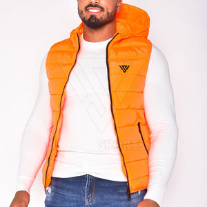 Chaqueta acolchada sin mangas a la moda para hombre Slim Fit Logo personalizado Stand Collar High Street Style para invierno - Product Image 2