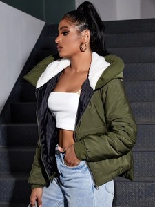 Veste bouffante de couleur unie personnalisée pour femmes, tenue décontractée chaude pour l'hiver, tissée avec une technique de teinture unie - Product Image 6