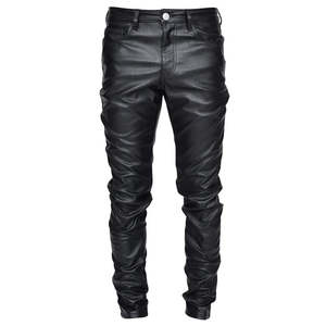 Pantalon en cuir de vachette PU pour homme sur mesure, fabricant OEM, poches amples, taille haute - Product Image 4