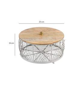 Cesta de Frutas para Encimera con Tapa, Cesta de Frutas de Madera con Tapa, Cesta de Frutas para Encimera, Frutero de Metal, Cesta de Almacenamiento para Cocina - Product Image 6