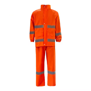Veste imperméable réfléchissante de sécurité haute visibilité costume et pantalon combinaison de pluie de sécurité résistante à l'eau meilleure couleur Orange solide fluorescente - Product Image 1