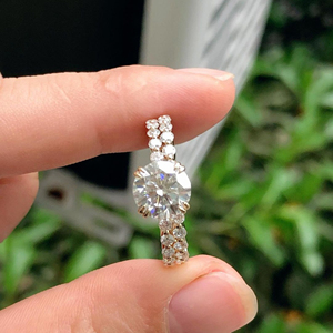 แหวนเพชรมอยส์ซอไนต์ทรงกลม2.10กะรัตพร้อมสายรัดเครื่องประดับแหวนแต่งงานหมั้นแหวนทอง14K สีเหลือง - Product Image 2