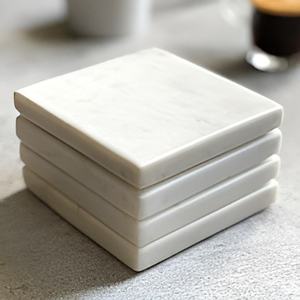 Posavasos de piedra de lujo modernos Juego de mármol de pizarra natural de Carrara ecológico Excelente Favor DE BODA personalizado Almohadillas de alfombrilla caliente - Product Image 1