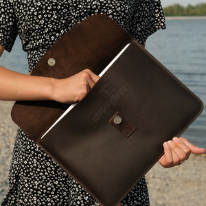 Top Rated Minimalist Brown <b>Leather</b> <b>Laptop</b> <b>Sleeve</b> Shockproof Soft Padded Lining from Pakistan - Product Image 3