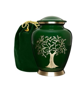 โกศโลหะสำหรับงานศพของผู้ใหญ่โกศสีเขียวเข้มตกแต่งสำหรับขี้เถ้าของมนุษย์ - Product Image 1