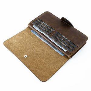 Genuine Leather Long Black Men's <b>Wallet</b> - Long Men's Card Holder Portfolio Handmade Business - Product Image 4