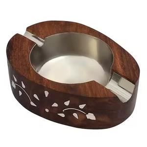 Modern Square Shape <b>Ashtray</b> with Strong Quality Wooden Base Best Design Portable Ash Container Holder Tray Box - Product Image 5