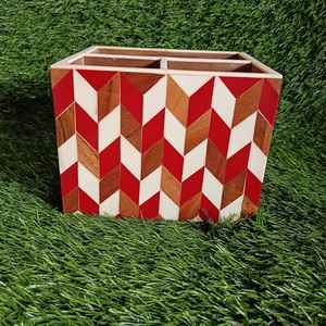 Porte-ustensiles élégant en résine et incrustation de bois nacre Organisateur fait main de qualité supérieure pour table à manger et rangement de cuisine - Product Image 1