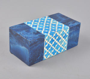 Boîte à bijoux en résine MDF incrustée faite à la main de qualité supérieure, taille personnalisable, forme, rangement élégant pour trésors, bleu, blanc. - Product Image 3