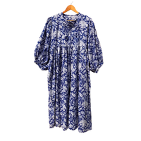 Robe midi en gaze de coton imprimée à la main, motif floral, vente en gros pour femmes, exportation au meilleur prix