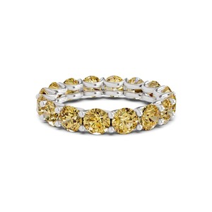 Bague Éternité Ronde Jaune Citron Vif avec Diamant de Laboratoire 1,00 Carat (Total 30 Diamants) en Or Massif 14K, Couleur Jaune Citron, Pureté VS - Product Image 3