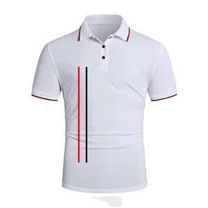 เสื้อยืดโปโลแขนสั้นสำหรับผู้ชายผ้าคอตตอน100% ดีไซน์เรียบย้อมสีเรียบใส่ได้พอดีไม่ยับ - Product Image 1