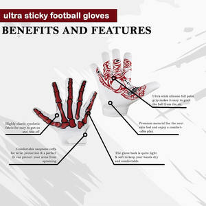 Gants récepteurs de football américain doux et confortables imprimés personnalisés Gants de football collants du Pakistan en gros - Product Image 6