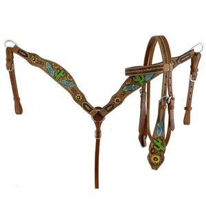 Collier de poitrine respirant en cuir occidental léger de haute qualité avec raccords en laiton Headstall confortable - Product Image 2