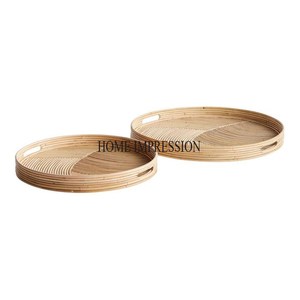 Lujosa calidad Acacia Base hecha de madera Forma redonda Bandeja de ratán Aspecto llamativo Hotel y restaurantes Bandeja DE SERVICIO DE LA India - Product Image 6