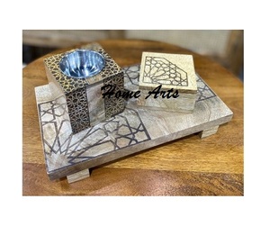 Brûleur Bakhoor en bois dernier modèle avec récipient en verre plateau en bois Mabkhar Prime Quality taille personnalisée Mabkhar - Product Image 6