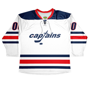 Camisetas de hockey sobre hielo sublimadas de diseño personalizado OEM con logotipos de sarga de aparejos, nombre y números de jugador Camisetas de hockey sobre hielo con cuello en V personalizadas - Product Image 1