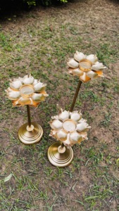 Lotus Shaped Metal Pedestal <b>Tealight</b> Candle <b>Holder</b> for Christmas Home Decor Heat-Resistant - Product Image 4