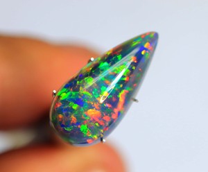Beautiful Ethiopian <b>Black</b> Opal Cabochon Pear Smooth <b>Polished</b> <b>Black</b> Opal Gemstone Best for Jewelry Making - Product Image 5