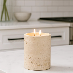Handcrafted Travertine Stone Candle <b>Jar</b> Holder Wholesale Manufacturer Supply Custom Design <b>Marble</b> Candle Vessels for Luxury Home - Product Image 3