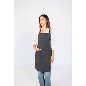 Delantal de Cocina Gris HAI, Delantal de Lona de Algodón Resistente con Tirantes para la Cintura, Bordado, para Chef, Barbero, Limpieza, Pintura, Bodas, Navidad - Product Image 1