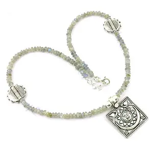 Collar de Plata 925 con Cuentas para Mujer, Labradorita, Turquesa, Ágata, Jade, Uso Diario, Estilo Religioso, Patrón de Frutas, Perla de Agua Dulce - Product Image 1