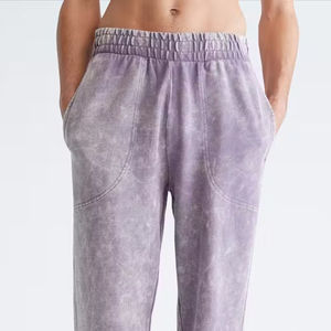 Online Wholesale Custom Men's Wide Leg Acid Washed <b>Baggy</b> Flare Sweatpants Cotton Fleece <b>Jogger</b> with Rhinestones Sun Faded Pants - Product Image 4