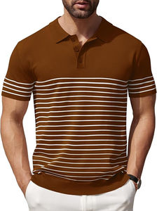 2025 Men's Knit Polo <b>Shirts</b> Short Sleeve Striped Golf Polo <b>Shirts</b> Lightweight Casual <b>Collared</b> <b>T</b> <b>Shirt</b> OEM - Product Image 3