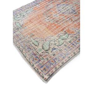 Alfombra de Lana Anudada a Mano de Estilo Vintage, Diseño Rectangular Abstracto con Medallón Rojo Naranja para Sala de Estar, Pae-2901 - Product Image 2