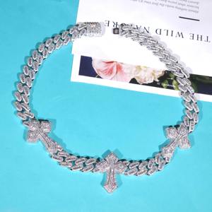 Baguette Cut Moissanite Diamond Iced Out Hip Hop Cuban Link Chain In 925 <b>Silver</b> Bling <b>Choker</b> Pendant Necklace At Low Price - Product Image 5